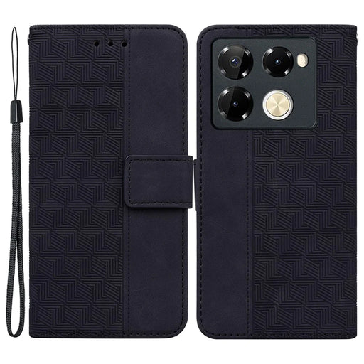 For Infinix Note 40 Pro+ / Infinix Note 40 Pro 5G Case Geometry Pattern Leather Wallet Flip Phone Cover - Black - 1