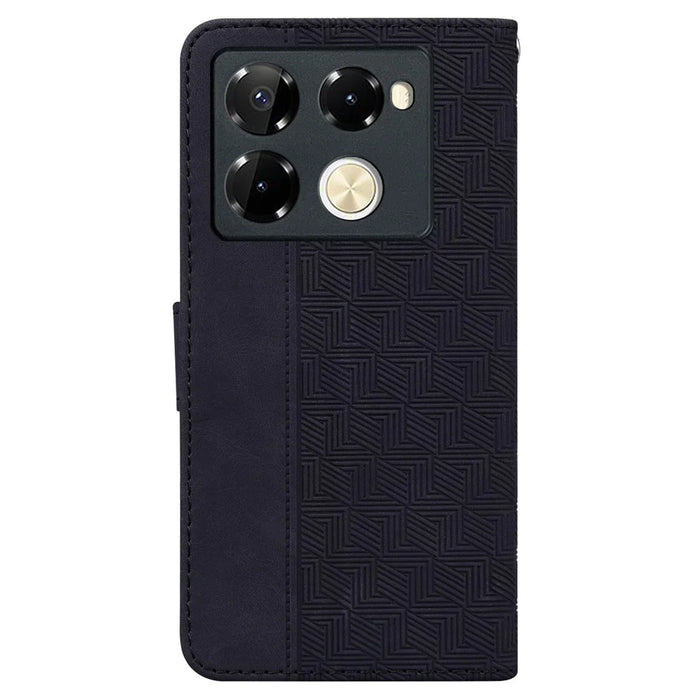 For Infinix Note 40 Pro+ / Infinix Note 40 Pro 5G Case Geometry Pattern Leather Wallet Flip Phone Cover - Black - 7