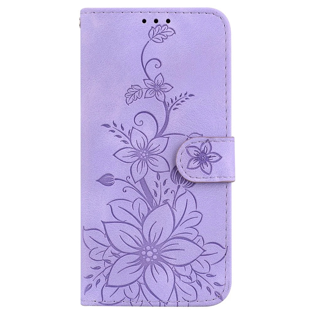 For Infinix Note 40 Pro 5G / Note 40 Pro+ Case Lily Flower PU Leather Stand Phone Cover - Purple - 6