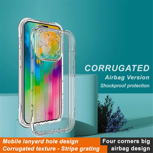 IMAK For iPhone 16 Pro Case Corrugated Texture Soft TPU Protective Phone Cover - Transparent - 2