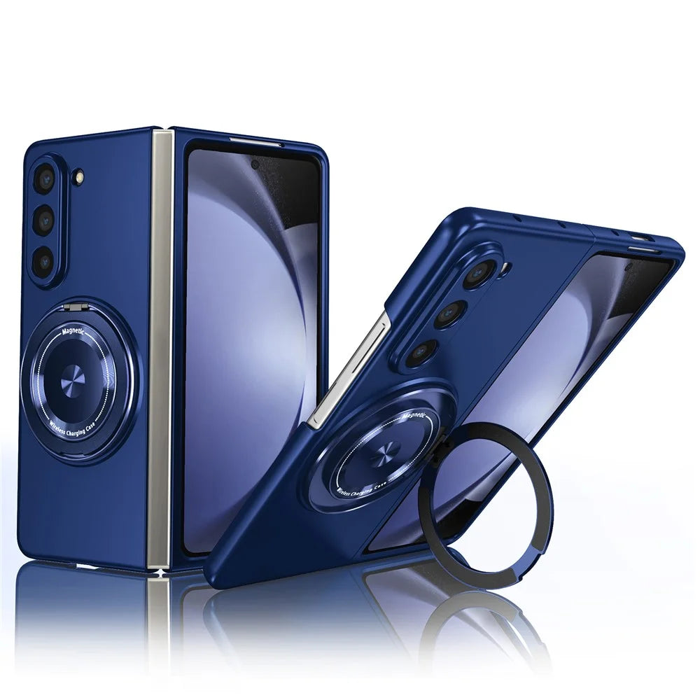 For Samsung Galaxy Z Fold6 5G Case Magnetic Kickstand Hard PC Shockproof Protective Cover - Sapphire - 1