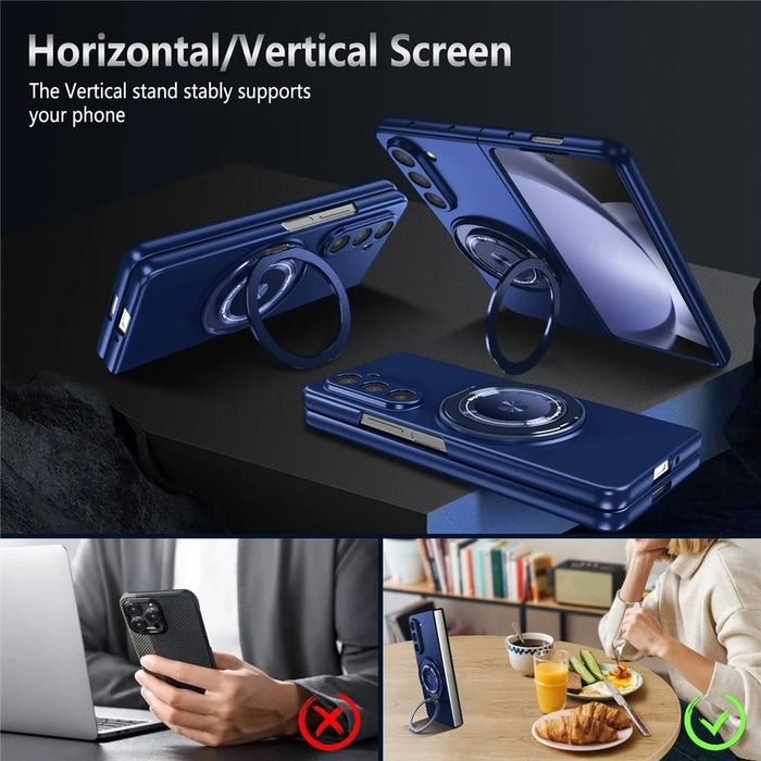 For Samsung Galaxy Z Fold6 5G Case Magnetic Kickstand Hard PC Shockproof Protective Cover - Sapphire - 2