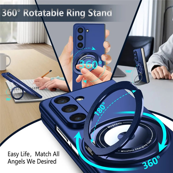 For Samsung Galaxy Z Fold6 5G Case Magnetic Kickstand Hard PC Shockproof Protective Cover - Sapphire - 3