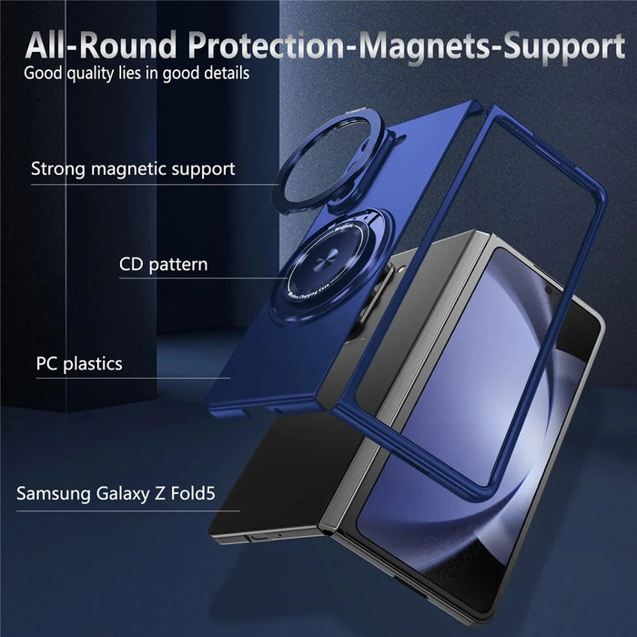 For Samsung Galaxy Z Fold6 5G Case Magnetic Kickstand Hard PC Shockproof Protective Cover - Sapphire - 4