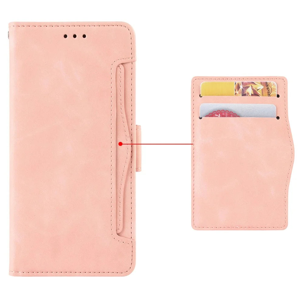 For Samsung Galaxy Z Fold6 5G Case Multiple Card Slots Leather Wallet Folding Phone Cover - Pink - 6