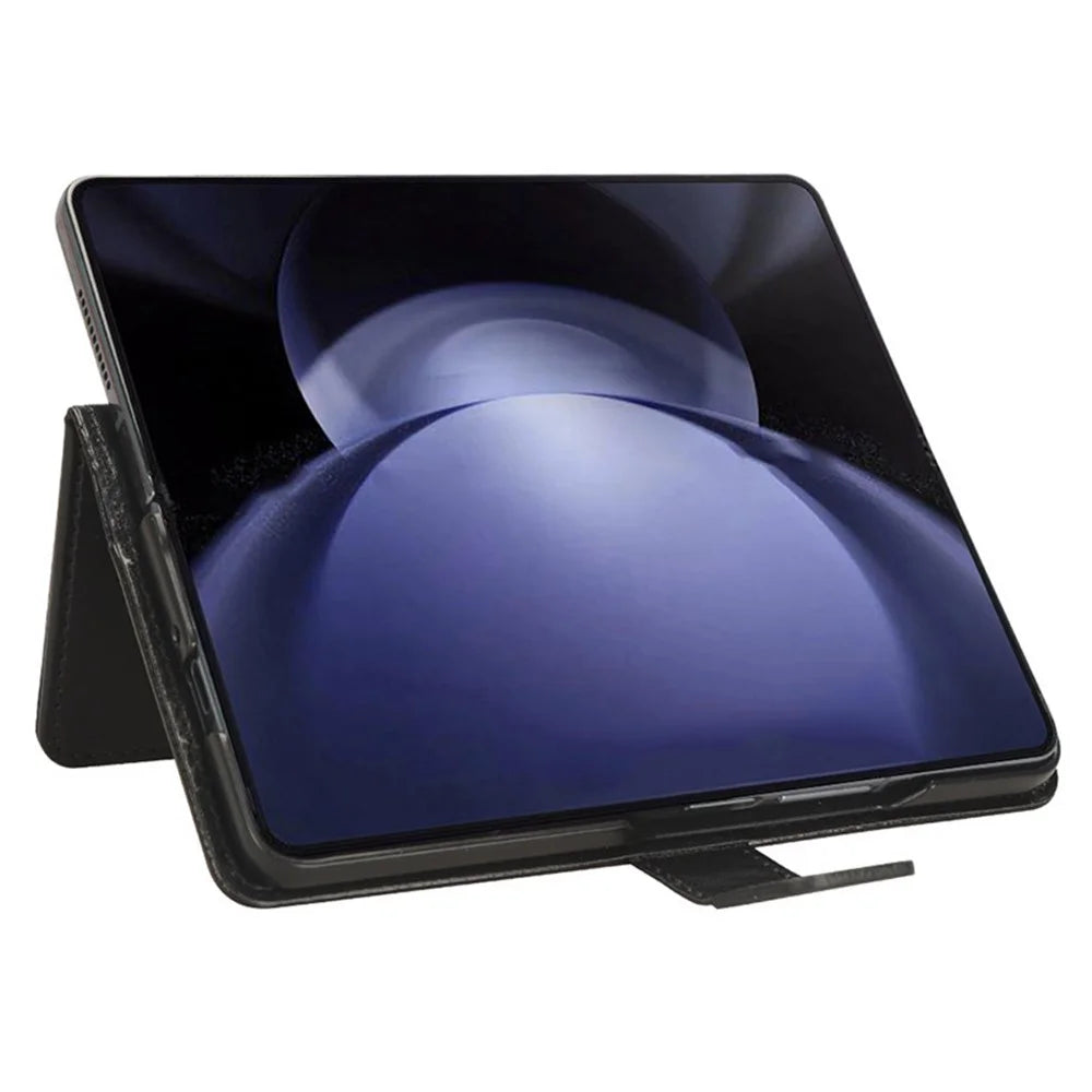 For Samsung Galaxy Z Fold6 5G Case Crazy Horse Texture Leather Folding Phone Cover - Black - 3