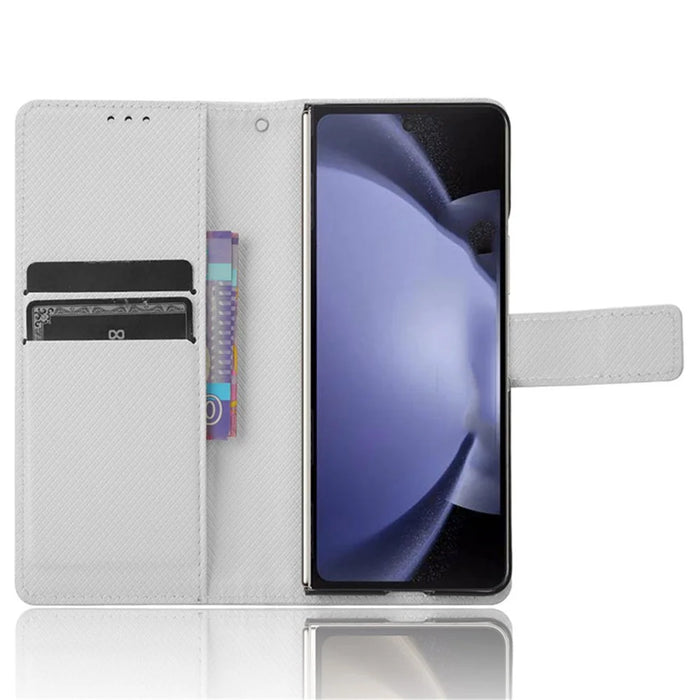 For Samsung Galaxy Z Fold6 5G Case PU Leather+PC Phone Cover with Wallet - White - 2