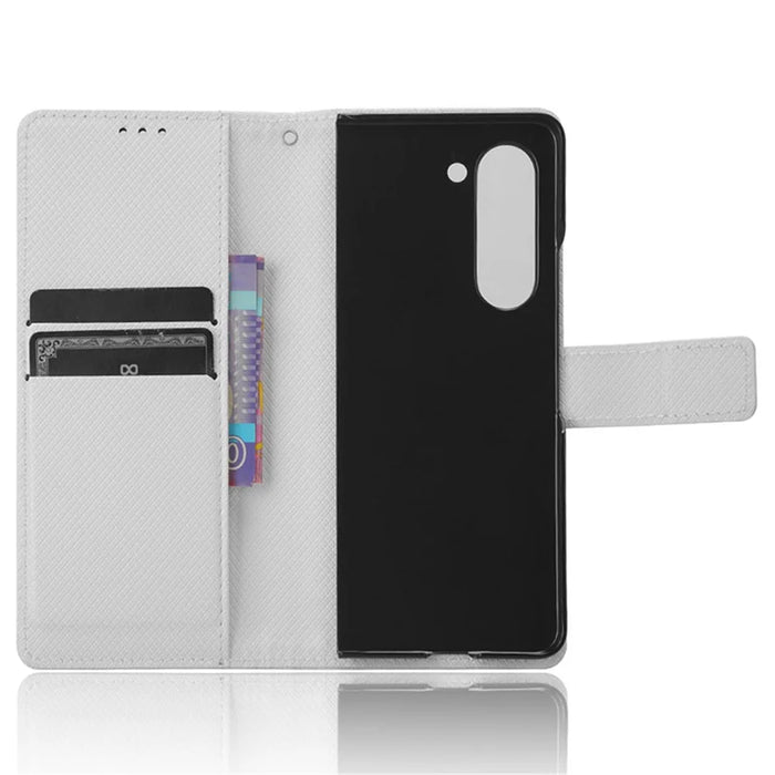 For Samsung Galaxy Z Fold6 5G Case PU Leather+PC Phone Cover with Wallet - White - 4