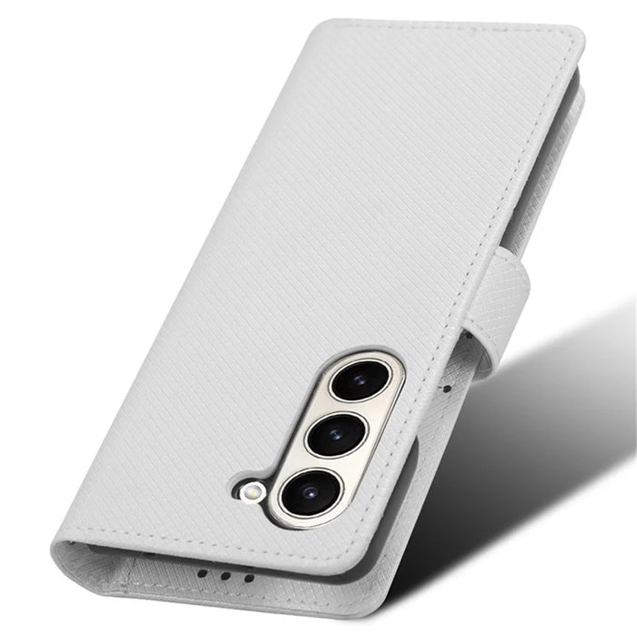 For Samsung Galaxy Z Fold6 5G Case PU Leather+PC Phone Cover with Wallet - White - 5