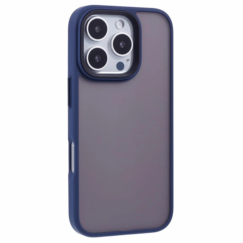 For iPhone 16 Pro Max Case PC+TPU  Frosted Translucent Back Phone Cover - Blue - 1