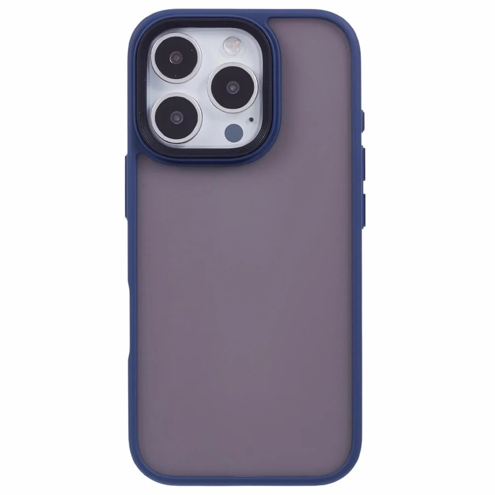 For iPhone 16 Pro Max Case PC+TPU  Frosted Translucent Back Phone Cover - Blue - 3