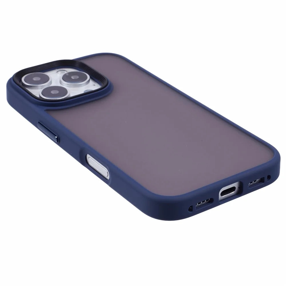 For iPhone 16 Pro Max Case PC+TPU  Frosted Translucent Back Phone Cover - Blue - 4