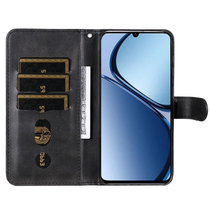 For Realme Note 60x 4G / C63 4G / C61 4G / Note 60 Leather Case Zipper Pocket Phone Cover - Black - 2