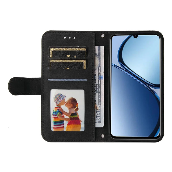 For Realme Note 60x 4G / C63 4G / C61 4G / Note 60 Leather Wallet Cases Skin Touch Phone Cover Stand with Strap - Black - 2