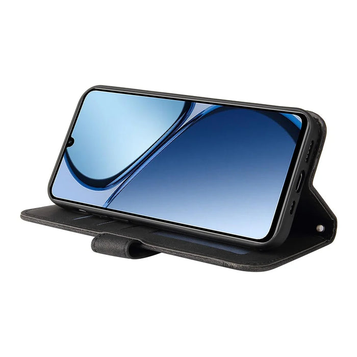 For Realme Note 60x 4G / C63 4G / C61 4G / Note 60 Leather Wallet Cases Skin Touch Phone Cover Stand with Strap - Black - 3