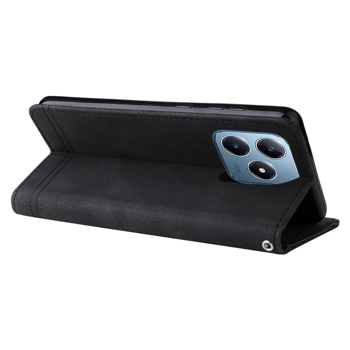 For Realme Note 60x 4G / C63 4G / C61 4G / Note 60 Leather Wallet Cases Skin Touch Phone Cover Stand with Strap - Black - 4