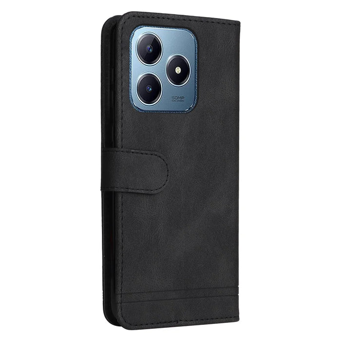 For Realme Note 60x 4G / C63 4G / C61 4G / Note 60 Leather Wallet Cases Skin Touch Phone Cover Stand with Strap - Black - 7