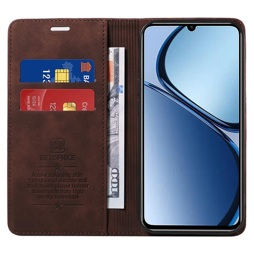 BETOPNICE 003 For Realme Note 60x 4G / C63 4G / C61 4G / Note 60 Leather Phone Case RFID Blocking - Brown - 2
