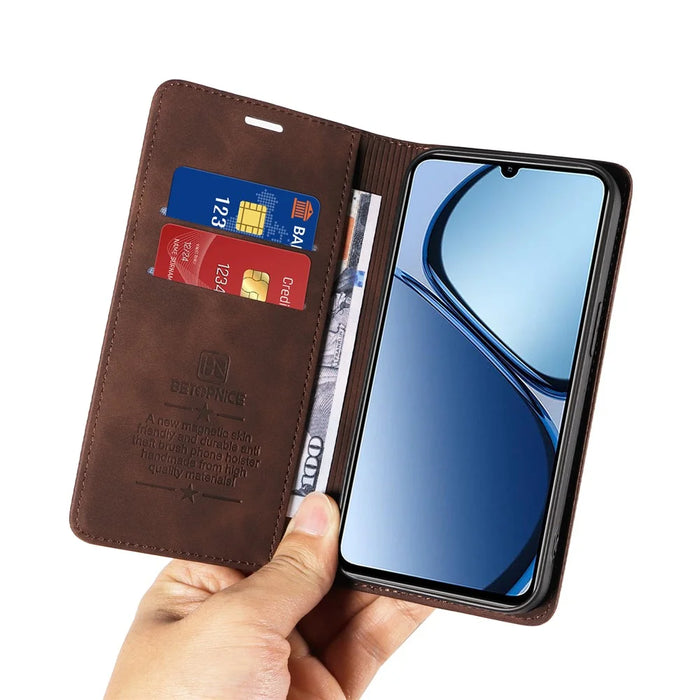 BETOPNICE 003 For Realme Note 60x 4G / C63 4G / C61 4G / Note 60 Leather Phone Case RFID Blocking - Brown - 5