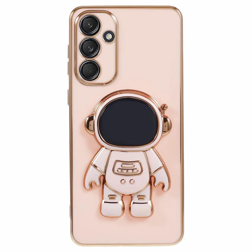For Samsung Galaxy M55 5G / C55 5G / F55 5G Case with Astronaut Kicstand Electroplating TPU Phone Cover - Pink - 1