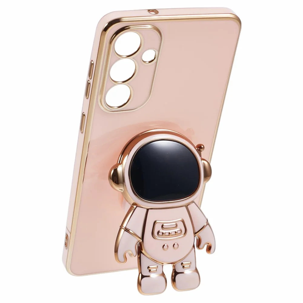 For Samsung Galaxy M55 5G / C55 5G / F55 5G Case with Astronaut Kicstand Electroplating TPU Phone Cover - Pink - 3