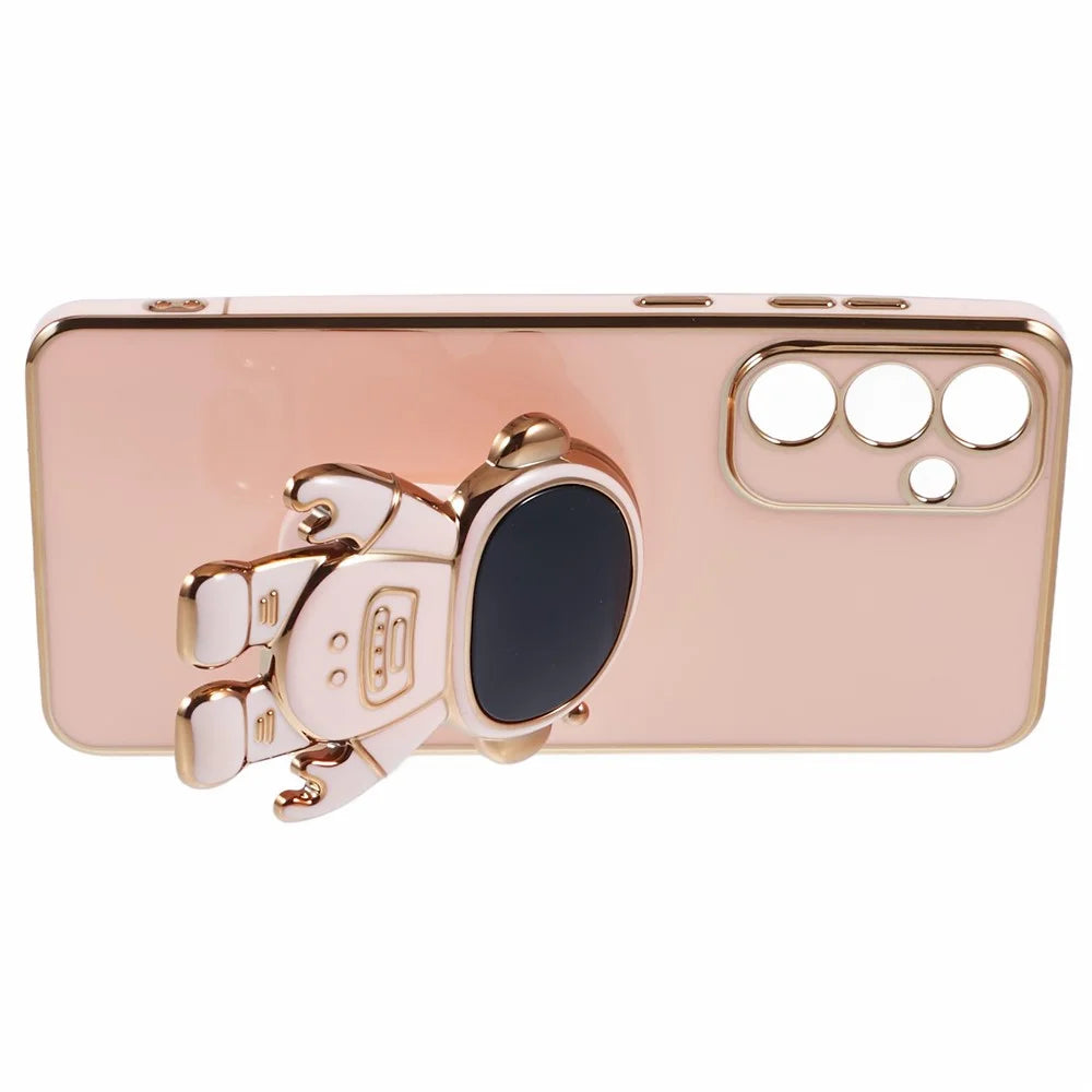 For Samsung Galaxy M55 5G / C55 5G / F55 5G Case with Astronaut Kicstand Electroplating TPU Phone Cover - Pink - 4