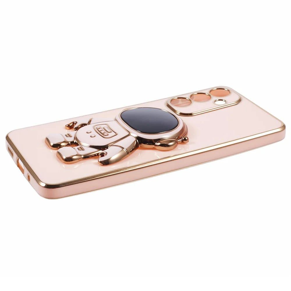 For Samsung Galaxy M55 5G / C55 5G / F55 5G Case with Astronaut Kicstand Electroplating TPU Phone Cover - Pink - 6