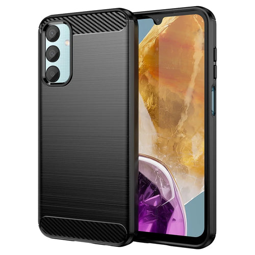 For Samsung Galaxy M15 5G / F15 5G Brushed Case Carbon Fiber Texture TPU Phone Cover - Black - 1