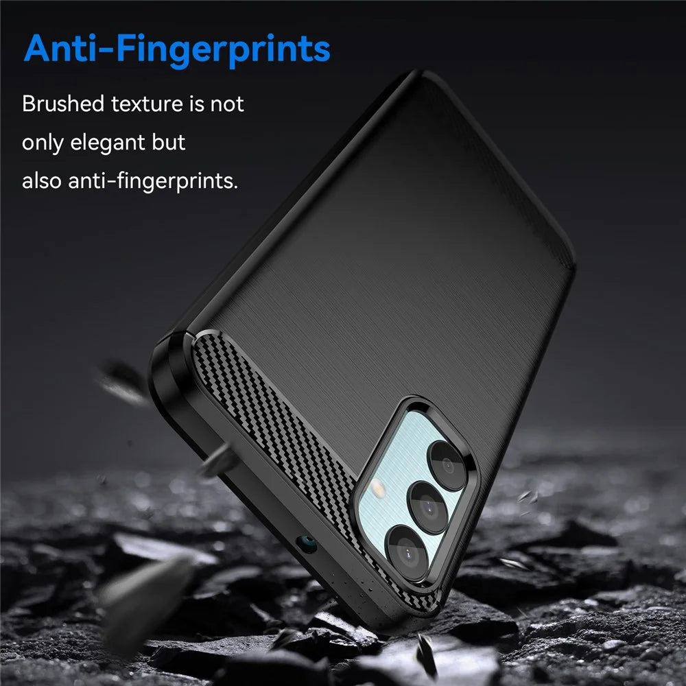 For Samsung Galaxy M15 5G / F15 5G Brushed Case Carbon Fiber Texture TPU Phone Cover - Black - 2