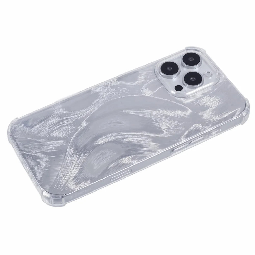For iPhone 16 Pro Case Drop Protective TPU Phone Cover with Sparkly Paper - Aurora Feather - 5