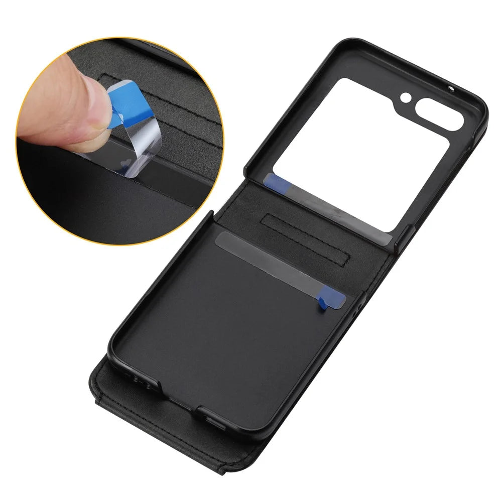 For Samsung Galaxy Z Flip7 FE 5G / Z Flip6 5G Case Calf Texture PU Leather Phone Cover with Shoulder Strap - Black - 6