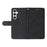 For Samsung Galaxy S24 FE Leather Case Wallet Cover Curved Line Imprinted - Black - 3