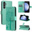 For Samsung Galaxy S24 FE Phone Case with Stand Cat Tree Pattern Leather Wallet Mobile Cover - Green - 6