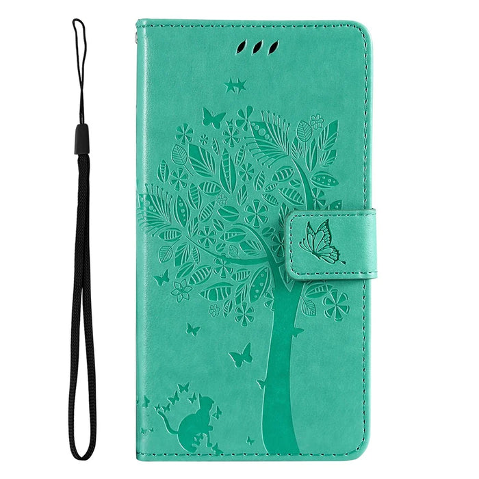 For Samsung Galaxy S24 FE Phone Case with Stand Cat Tree Pattern Leather Wallet Mobile Cover - Green - 7