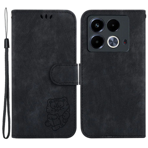 For Infinix Note 40 Wallet Phone Case Cute Tiger Imprint Leather Flip Cover - Black - 1
