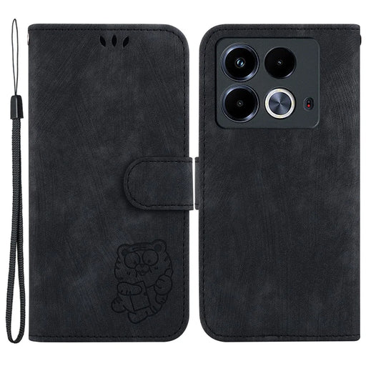 For Infinix Note 40 Wallet Phone Case Cute Tiger Imprint Leather Flip Cover - Black - 1