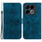 For Infinix Note 40 Stand Case Lily Flower Imprint Anti-Drop Leather Phone Cover - Dark Blue - 1