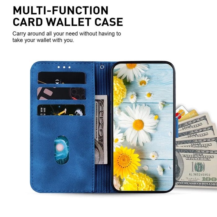 For Infinix Note 40 Stand Case Lily Flower Imprint Anti-Drop Leather Phone Cover - Dark Blue - 2