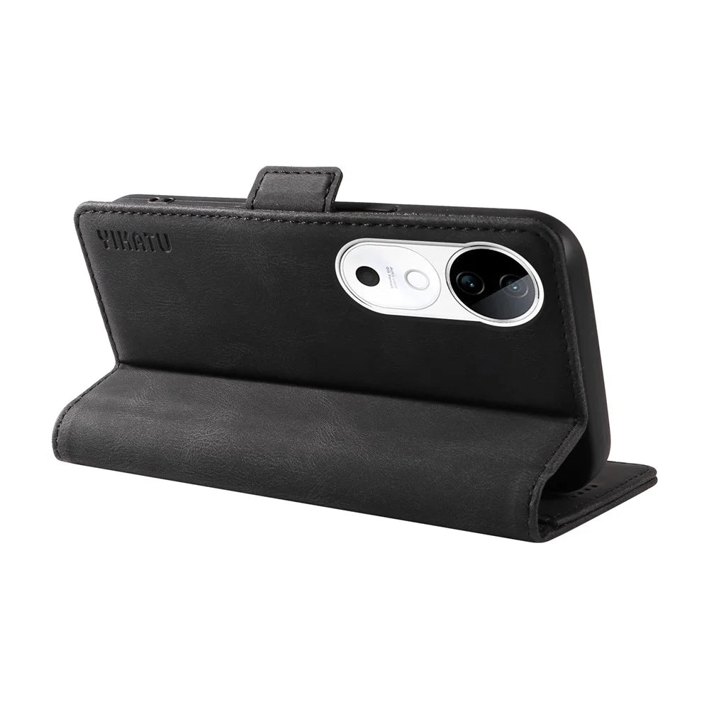 YIKATU YK-005 For vivo S19 5G / V40 5G Leather Phone Case Side Magnetic Clasps - Black - 4