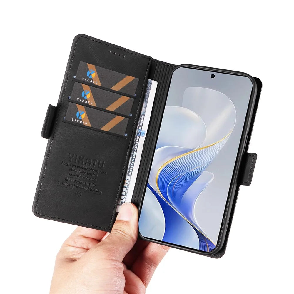 YIKATU YK-005 For vivo S19 5G / V40 5G Leather Phone Case Side Magnetic Clasps - Black - 5