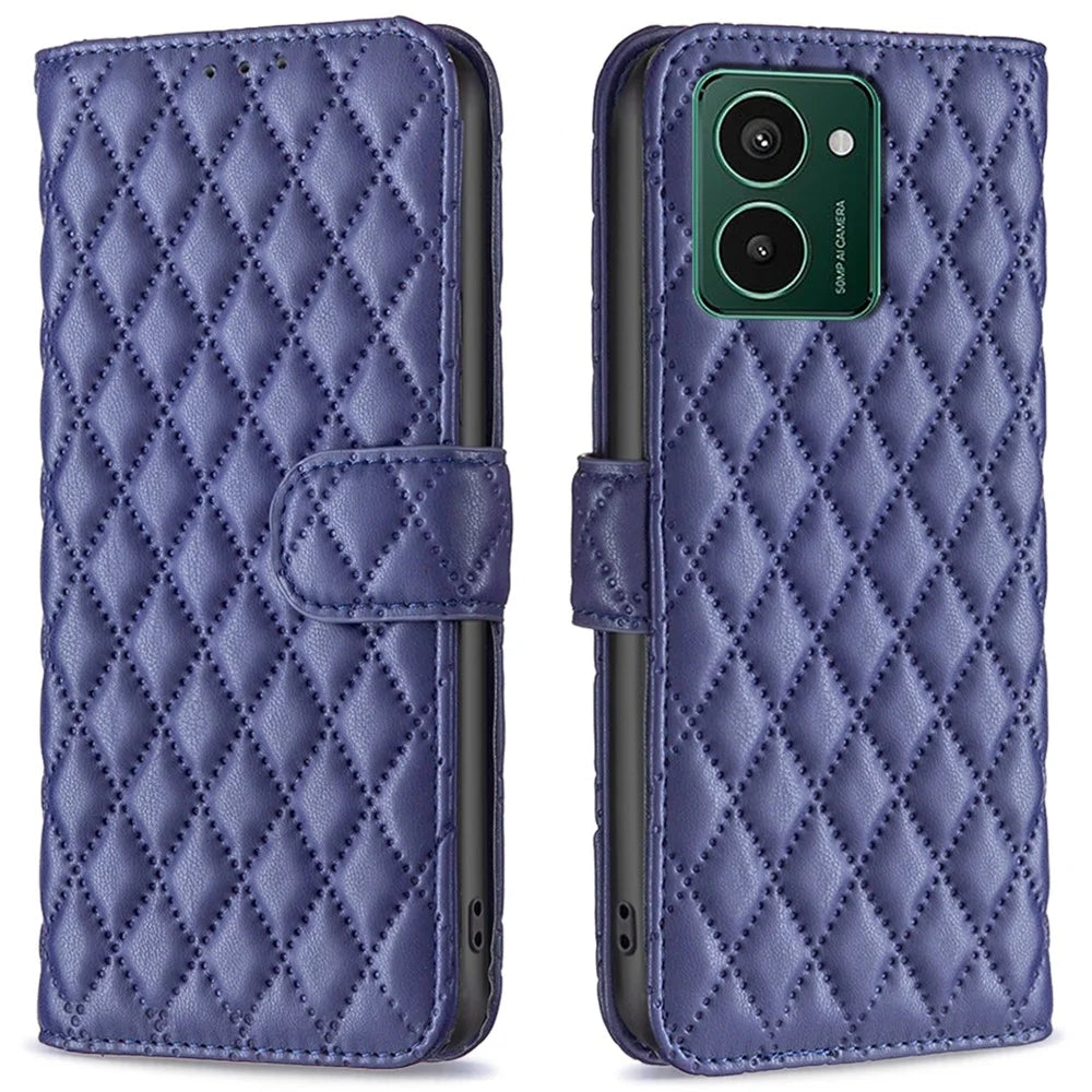 BINFEN COLOR BF Style-14 For HMD Pulse+ Case Rhombus Imprint Leather Phone Cover - Blue - 1
