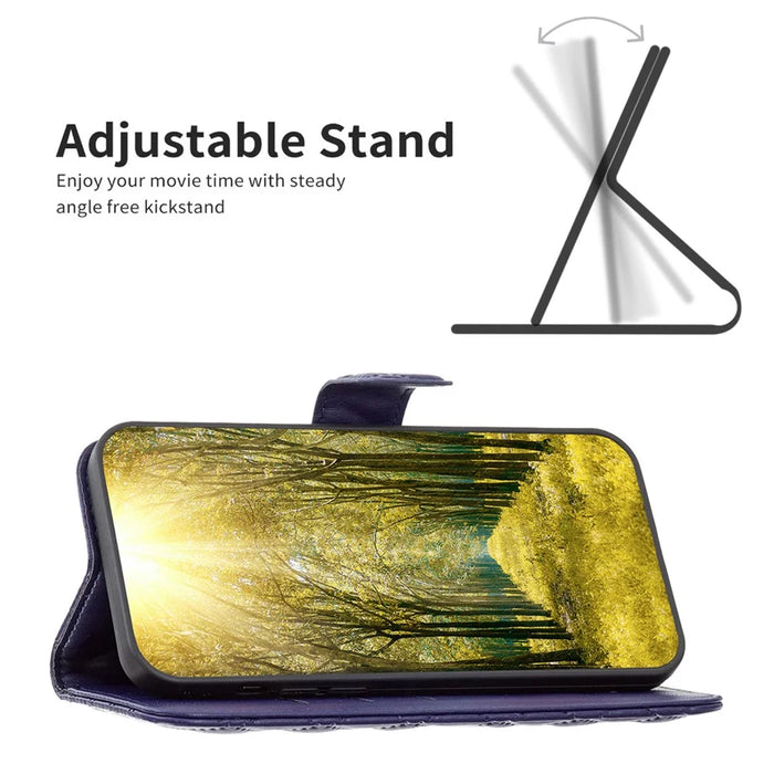 BINFEN COLOR BF Style-14 For HMD Pulse+ Case Rhombus Imprint Leather Phone Cover - Blue - 3
