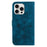 For iPhone 16 Pro Max Wallet Case PU Leather Phone Cover Flower Imprinted - Dark Blue - 7