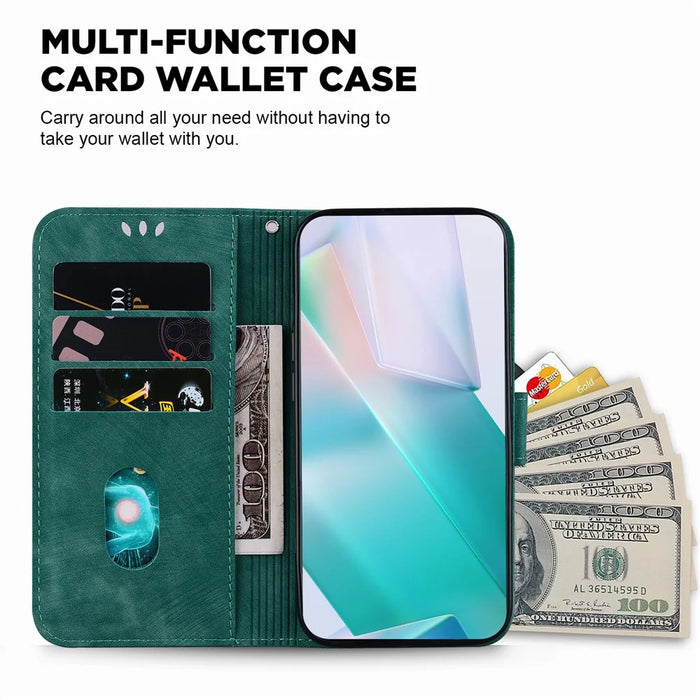 For iPhone 16 Pro Max Stand Case Cute Tiger Imprint Leather Wallet Phone Cover - Green - 3