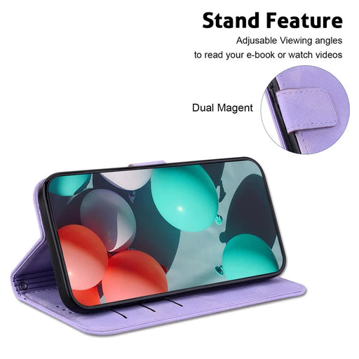 For iPhone 16 Pro Max Case 7-Shaped Pattern Leather Shockproof Phone Cover - Purple - 2