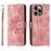 For iPhone 16 Pro Max Leather Case Multiple Card Slots Phone Cover with 2 Straps - Pink - 1