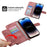 For iPhone 16 Pro Max Leather Case Multiple Card Slots Phone Cover with 2 Straps - Pink - 5