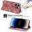For iPhone 16 Pro Max Leather Case Multiple Card Slots Phone Cover with 2 Straps - Pink - 6