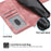 For iPhone 16 Pro Max Leather Case Multiple Card Slots Phone Cover with 2 Straps - Pink - 7