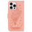 For iPhone 16 Pro Wallet Case PU Leather Phone Cover Butterfly Flower Imprint - Pink - 7